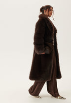 Women’s Long Faux Fur Coat with Side Pockets