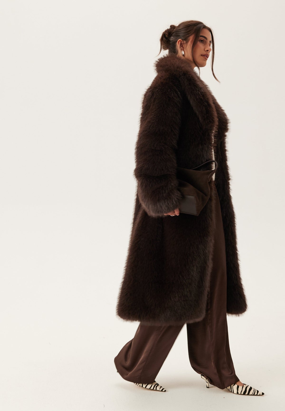 Women’s Long Faux Fur Coat with Side Pockets