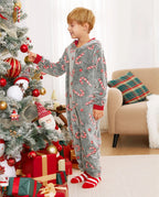 Onesies Pajamas Matching Christmas Outfits Candy Cane Pattern (Glow in the Dark) with Christmas Socks Black