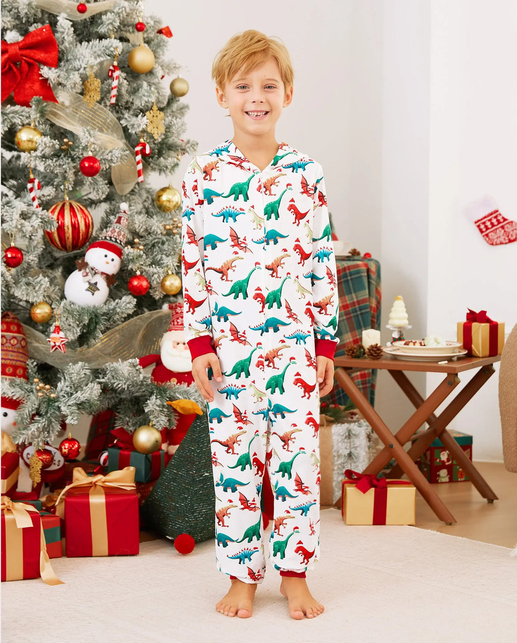 Christmas Family Matching Pajamas with 3D Design Onesie PJS with Christmas Socks Multi-color