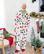Christmas Matching Family Pajamas Set Christmas Cat Print PJS with Christmas Socks Multi-color