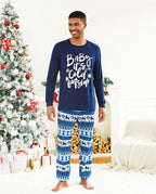 Family Matching Christmas Pajamas Baby It's Cold Outside Print Blue