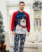 Frosty The Snowman Christmas Family Matching Color-block Pajamas Sets with Christmas Socks