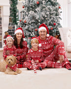 Traditional Christmas Print Family Matching Pajamas Sets with Christmas Socks Red