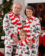 Christmas Family Matching Allover Xmas Tree & Car Print Long-sleeve Pajamas Sets with Christmas Socks Multi-color