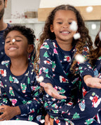 Matching Family Christmas Pajamas Polar Bear & Christmas Tree Print Navy