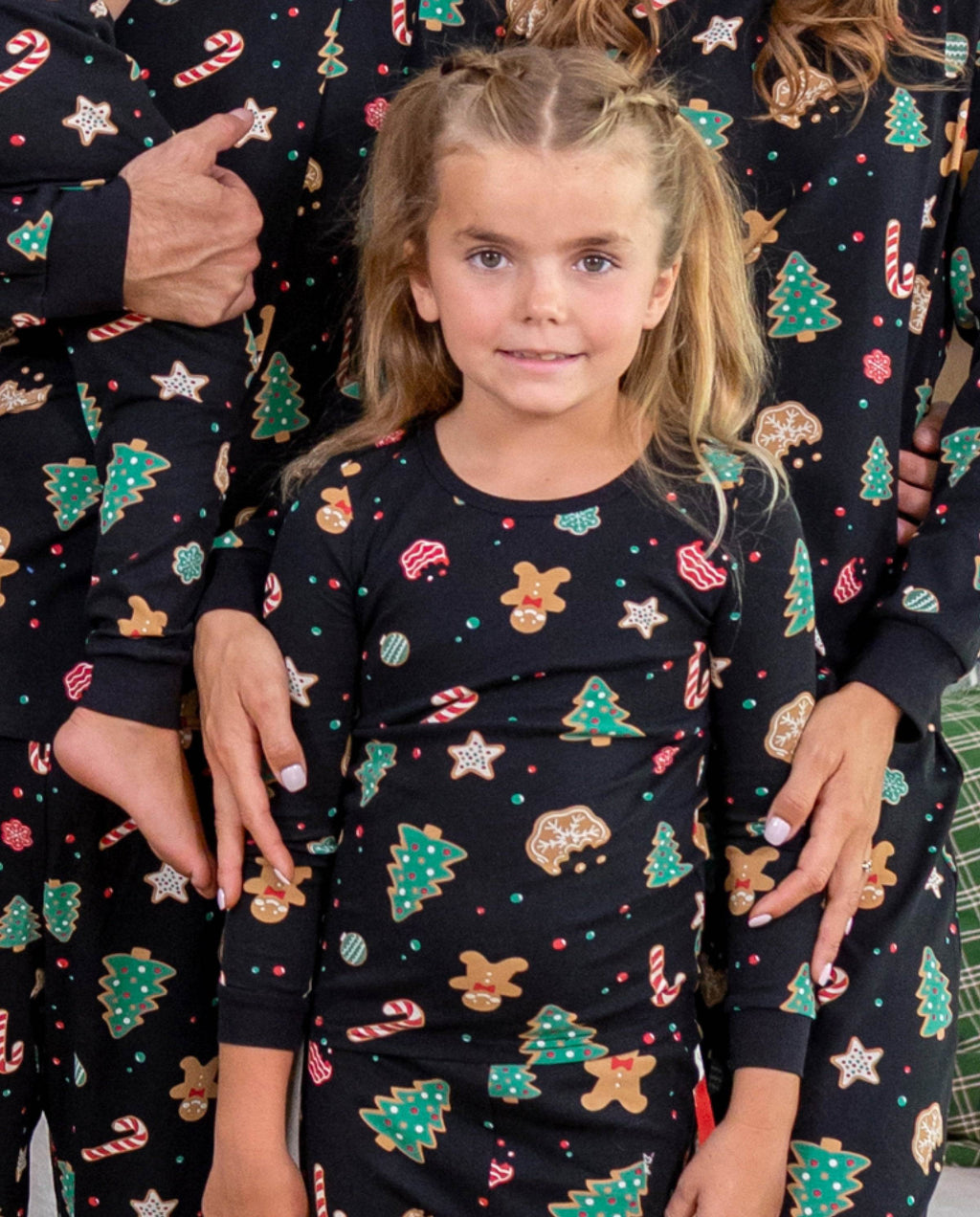 Matching Family Christmas Pajamas Christmas Tree Print Cotton Black