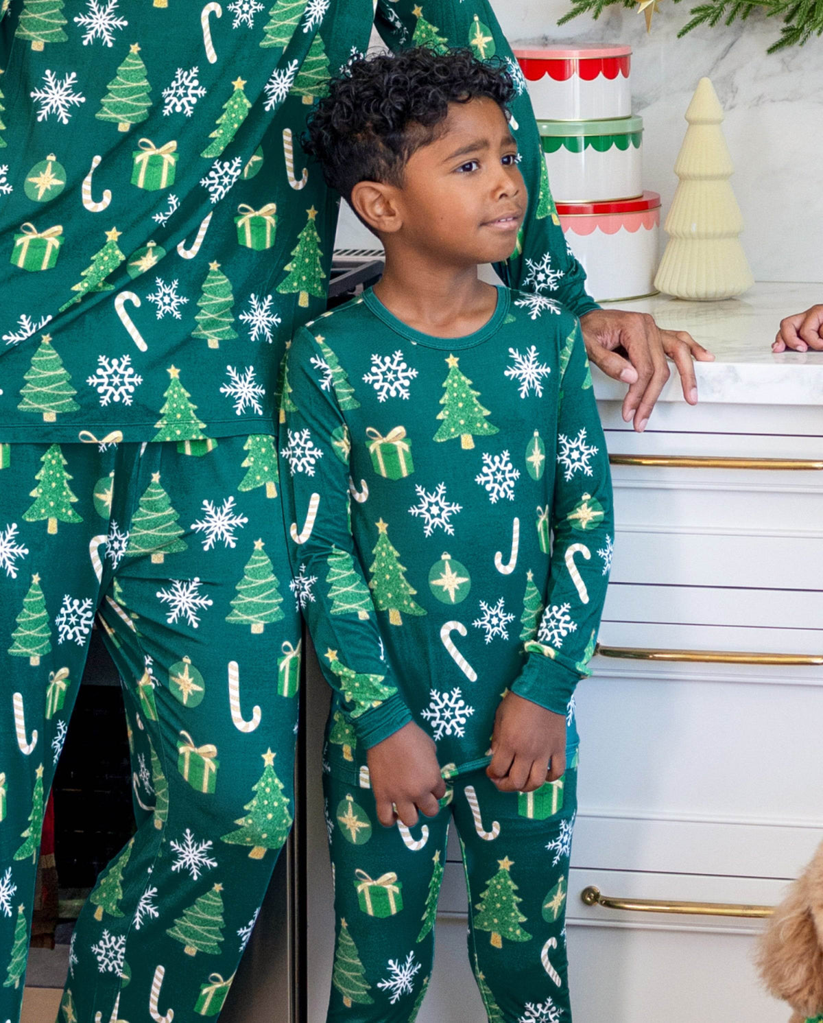 Family Matching Christmas Pajamas Christmas Tree Print Bamboo Green