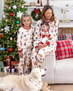 Family Matching Christmas Pajamas Christmas Tree & Gingerbread Print Cotton Cream