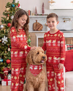 Family Matching Christmas Pajamas Fair Isle & Mug Print Red