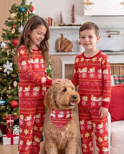 Family Matching Christmas Pajamas Fair Isle & Mug Print Red