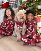 Family Matching Christmas Pajamas Festive Dog Print Red