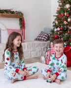Family Matching Christmas Pajamas Santa & Christmas Tree Print Green