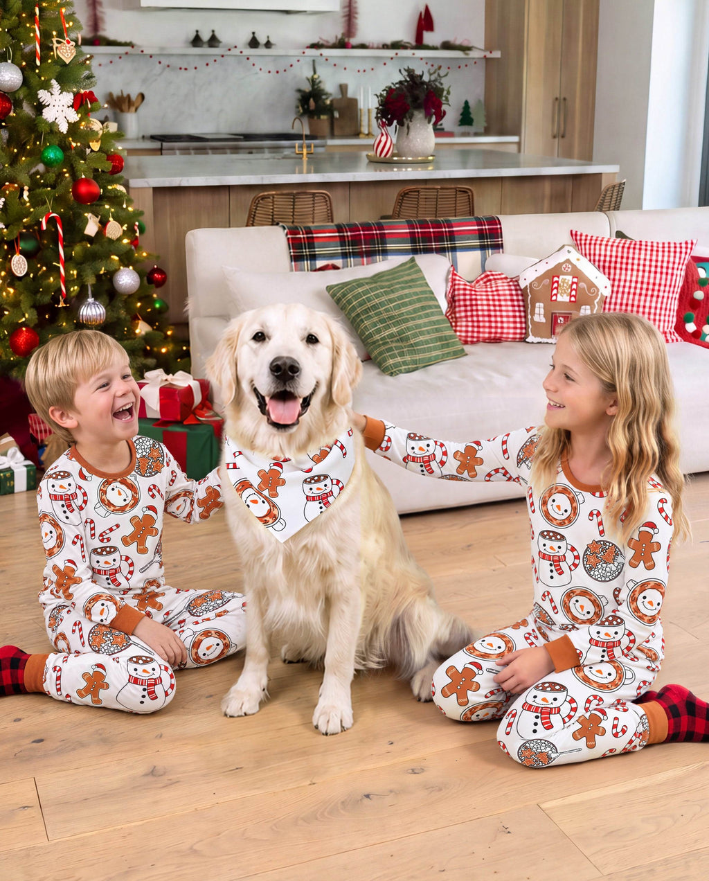 Matching Family Christmas Pajamas Mug & Snowman Print Khaki