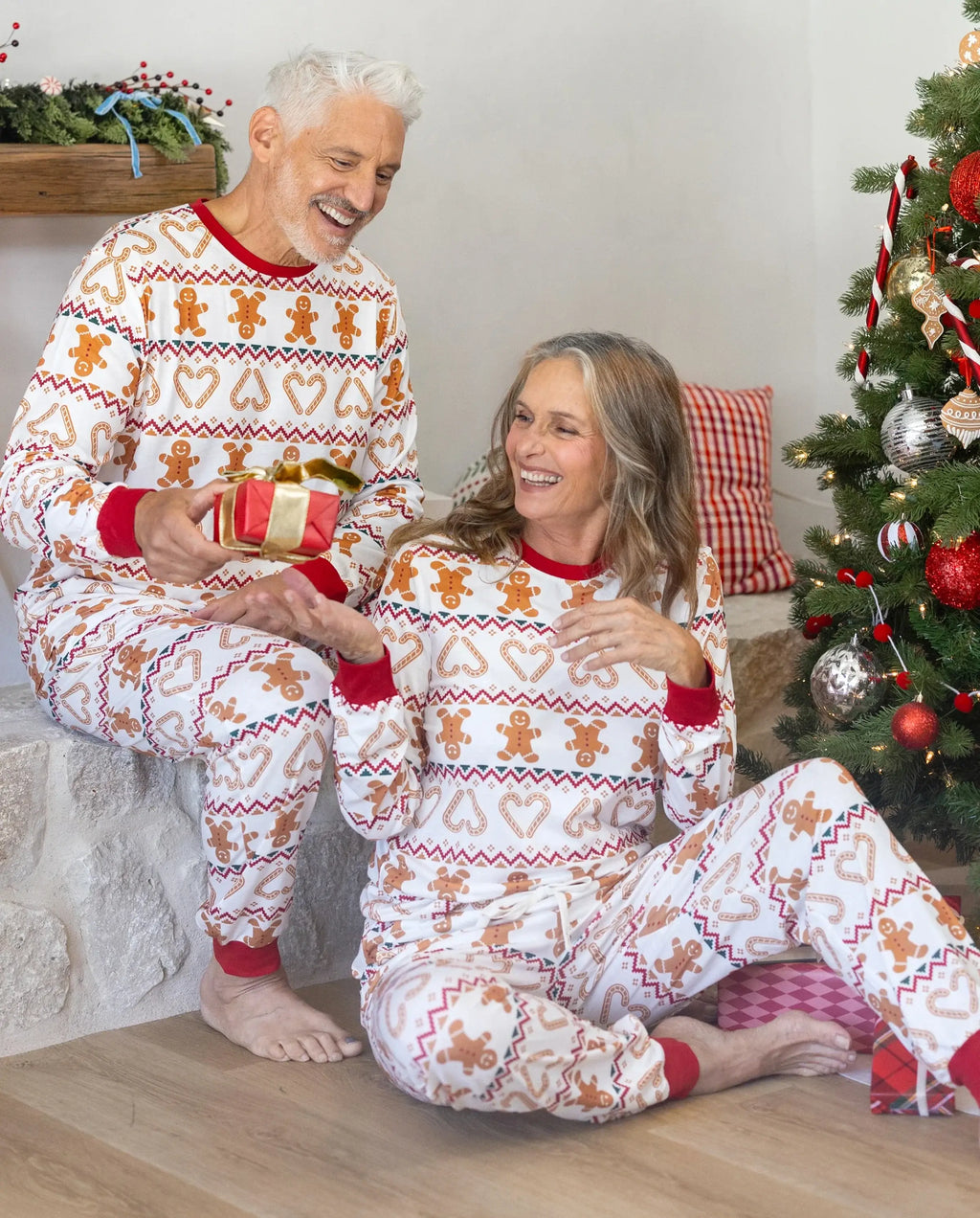 Christmas Matching Family Pajamas Fair Isle & Gingerbread Print