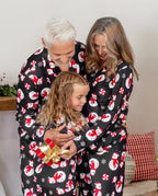 Matching Family Christmas Pajamas Snowman Print Black