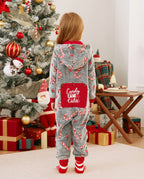 Onesies Pajamas Matching Christmas Outfits Candy Cane Pattern (Glow in the Dark) with Christmas Socks Black