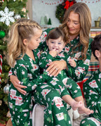 Family Matching Christmas Pajamas Gingerbread House Print Green