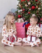 Matching Family Christmas Pajamas Gingerbread House Print Brown