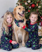 Matching Family Christmas Pajamas Christmas Tree Print Navy Holiday Pajamas