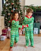ELF Christmas Family Matching Fair Isle Pattern Hooded Pajamas Green