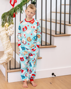 Family Matching Christmas Pajamas Mug & Gingerbread Print Blue