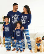 Family Matching Christmas Pajamas Baby It's Cold Outside Print Blue