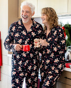 Christmas Matching Family Pajamas Set Gingerbread Print Black PJS with Christmas Socks Black