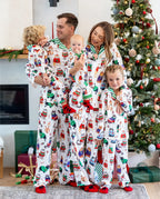 Christmas Matching Family Pajamas Set Christmas Cat Print PJS with Christmas Socks Multi-color