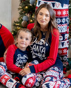 Christmas Matching Family Pajamas Set Glow In The Dark Santa Claus Print PJS with Christmas Socks Deep Blue