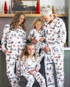 Christmas Matching Family Pajamas Xmas Village Print White