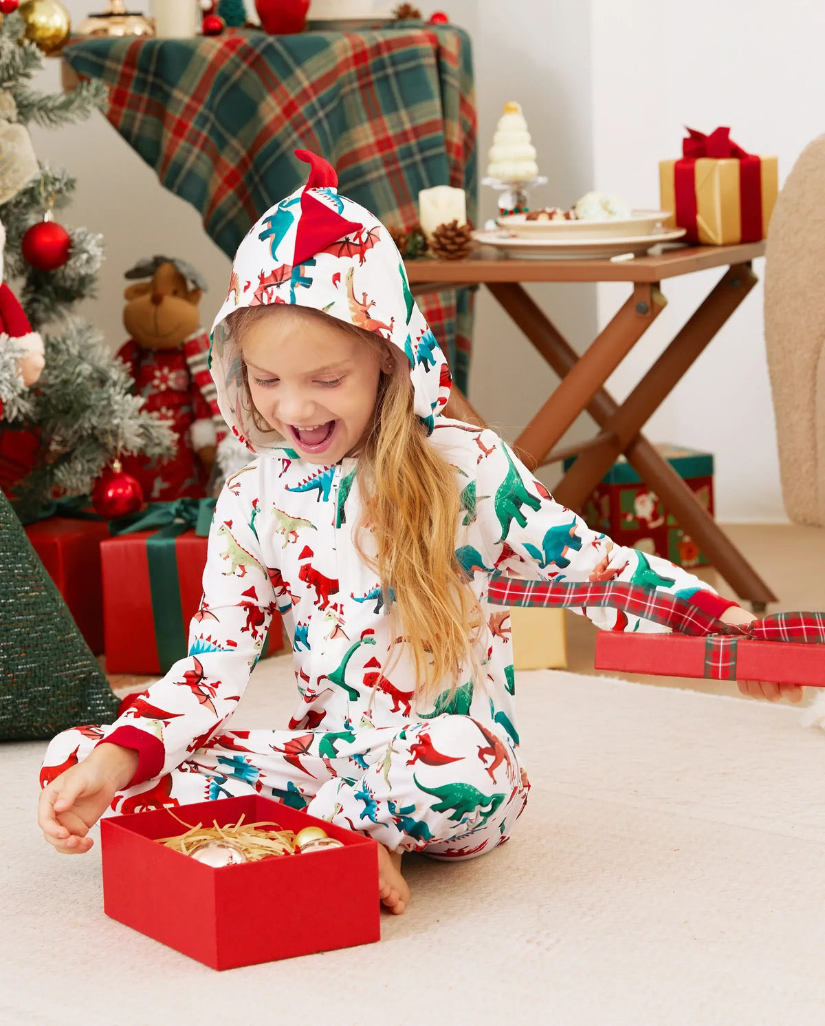 Christmas Family Matching Pajamas with 3D Design Onesie PJS with Christmas Socks Multi-color