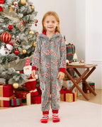 Onesies Pajamas Matching Christmas Outfits Candy Cane Pattern (Glow in the Dark) with Christmas Socks Black