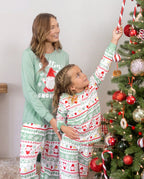 Matching Family Christmas Pajamas Gnome Print Glow in the Dark Light Green