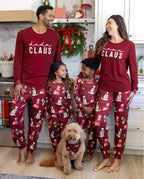 Family Matching Christmas Pajamas Festive Dog Print Red
