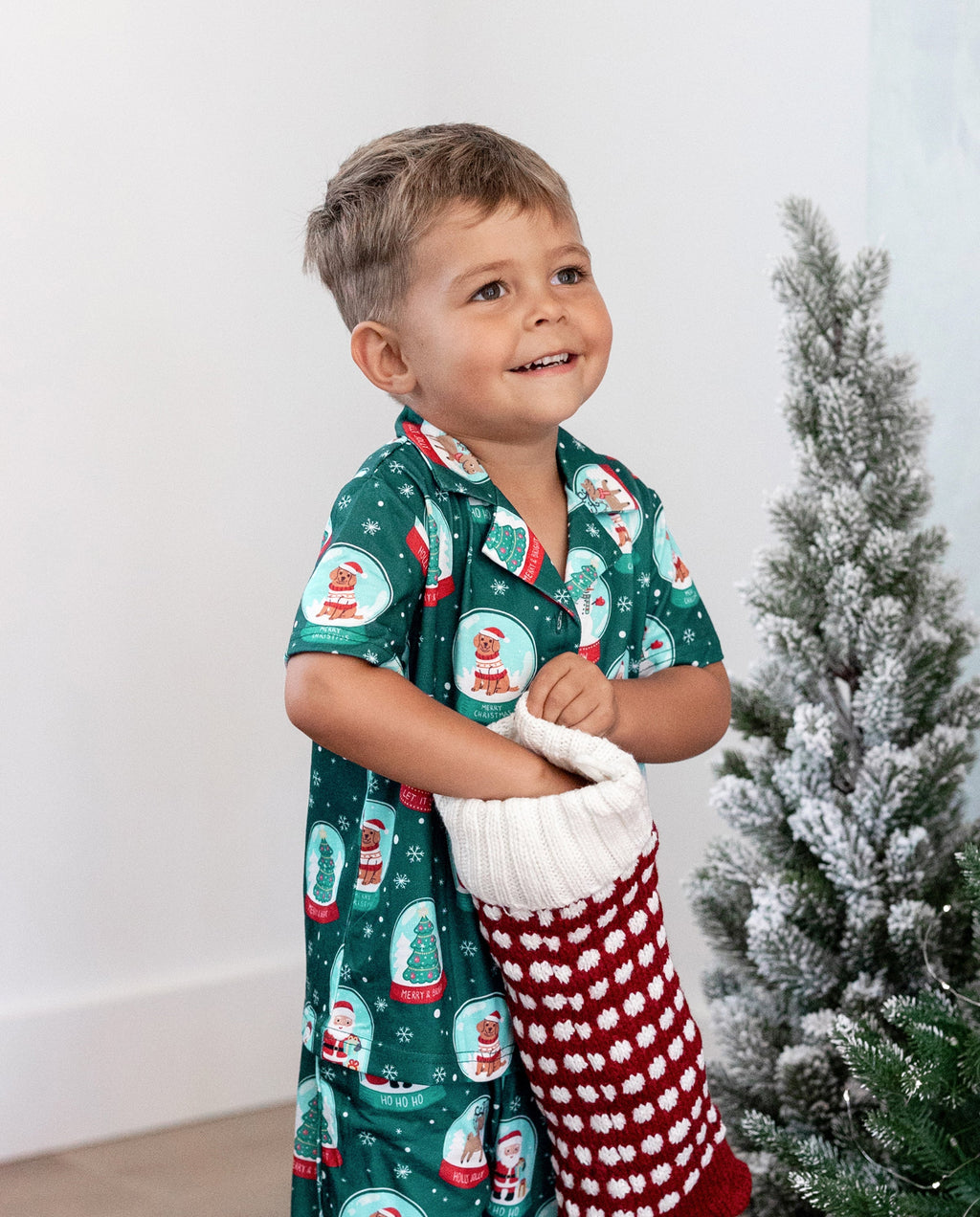 Christmas Matching Family Pajamas Set Santa Claus Christmas-themed Print PJS Turquoise