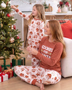 Matching Family Christmas Pajamas Gingerbread Print Red