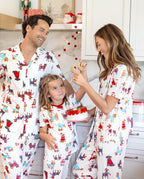 Family Matching Christmas Pajamas Festive Dog Print Red & White
