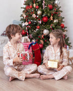 Matching Family Christmas Pajamas Letters to Santa Satin Cream