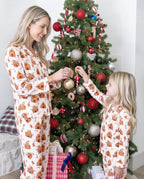 Matching Family Christmas Pajamas Gingerbread House Print Brown