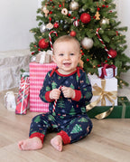 Matching Family Christmas Pajamas Christmas Tree Print Navy Holiday Pajamas