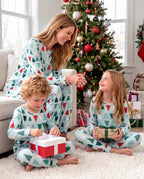 Matching Family Christmas Pajamas Christmas Tree Print Cotton Blue