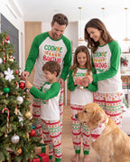 Matching Family Christmas Pajamas Gingerbread Print Green