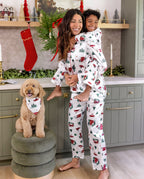 Matching Family Christmas Pajamas Christmas Village Print Satin Multicolor