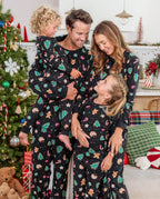 Matching Family Christmas Pajamas Christmas Tree Print Cotton Black