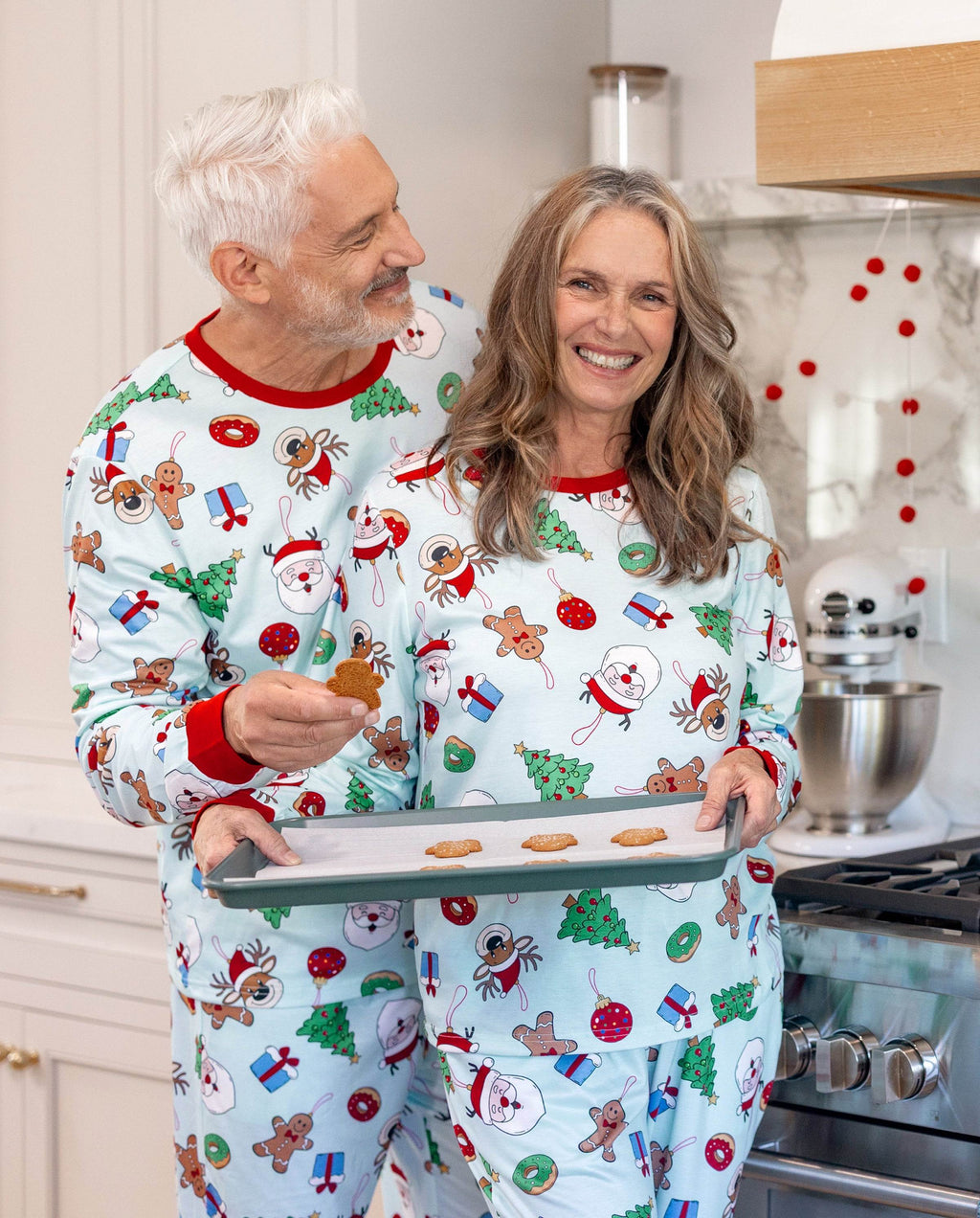 Family Matching Christmas Pajamas Santa & Christmas Tree Print Green