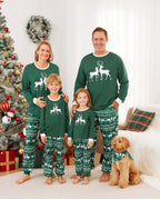 Christmas Family Matching Glow in the Dark Reindeer Tops Allover Pattern Pants Pajamas Sets with Christmas Socks