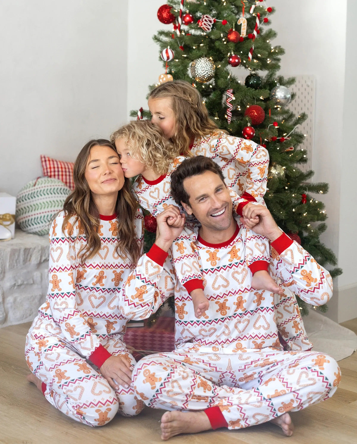Christmas Matching Family Pajamas Fair Isle & Gingerbread Print