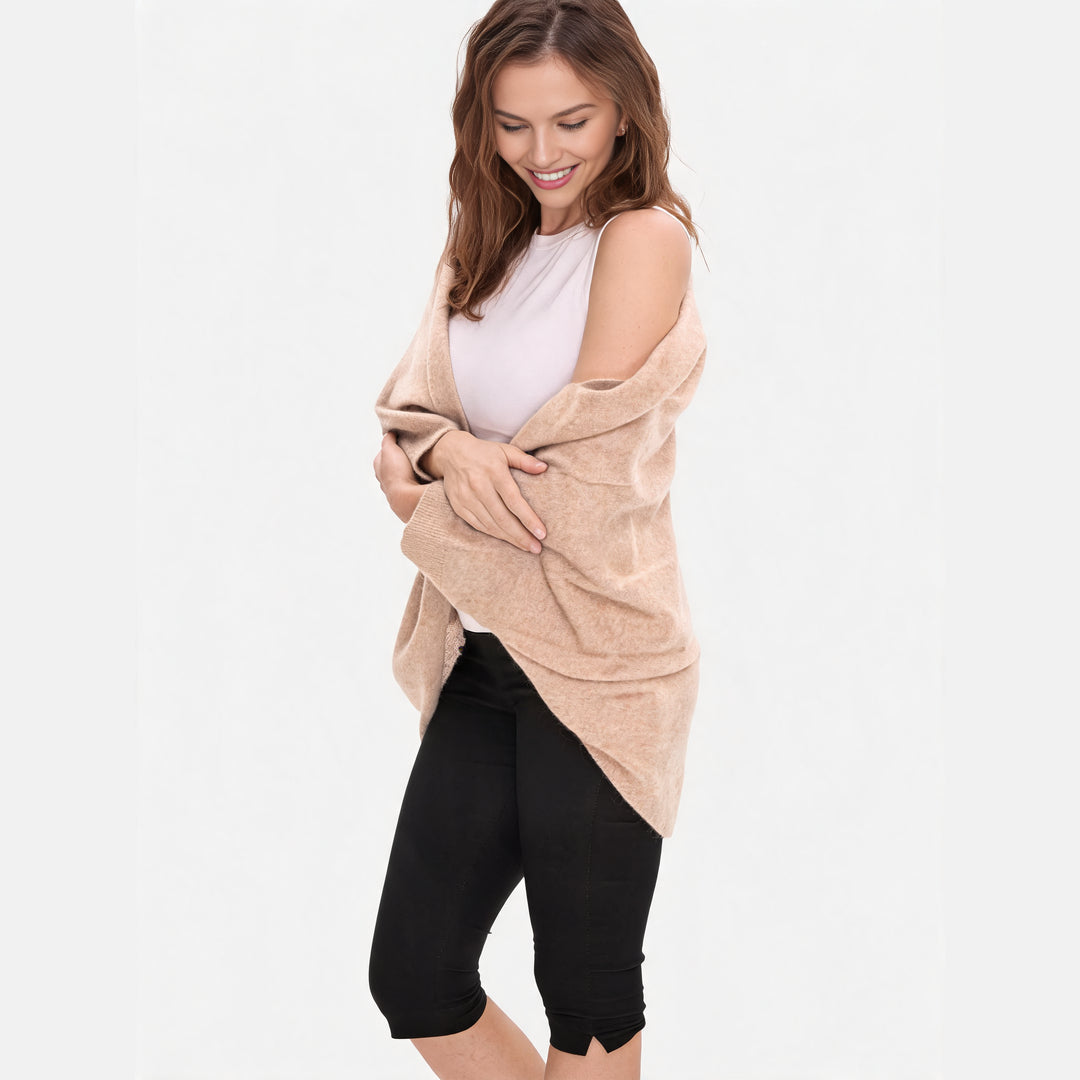 100% Merino Wool Convertible Wrap | 3-Way Cardigan, Shawl & Scarf