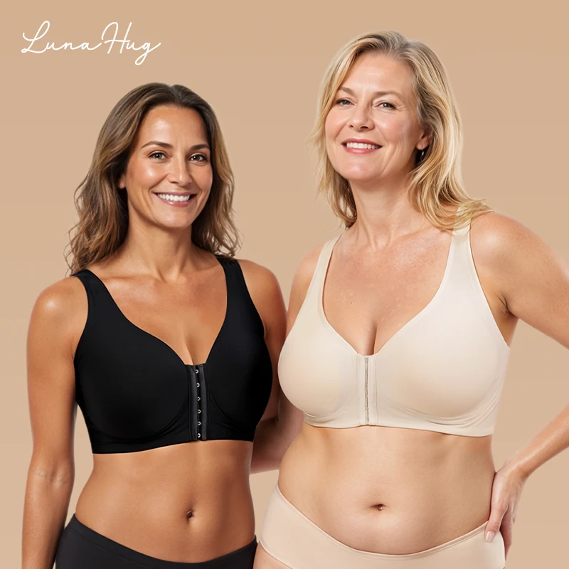 Seamless Front Closure Bra for Women | Cross Back Support Shaping Bra with Comfort Lift